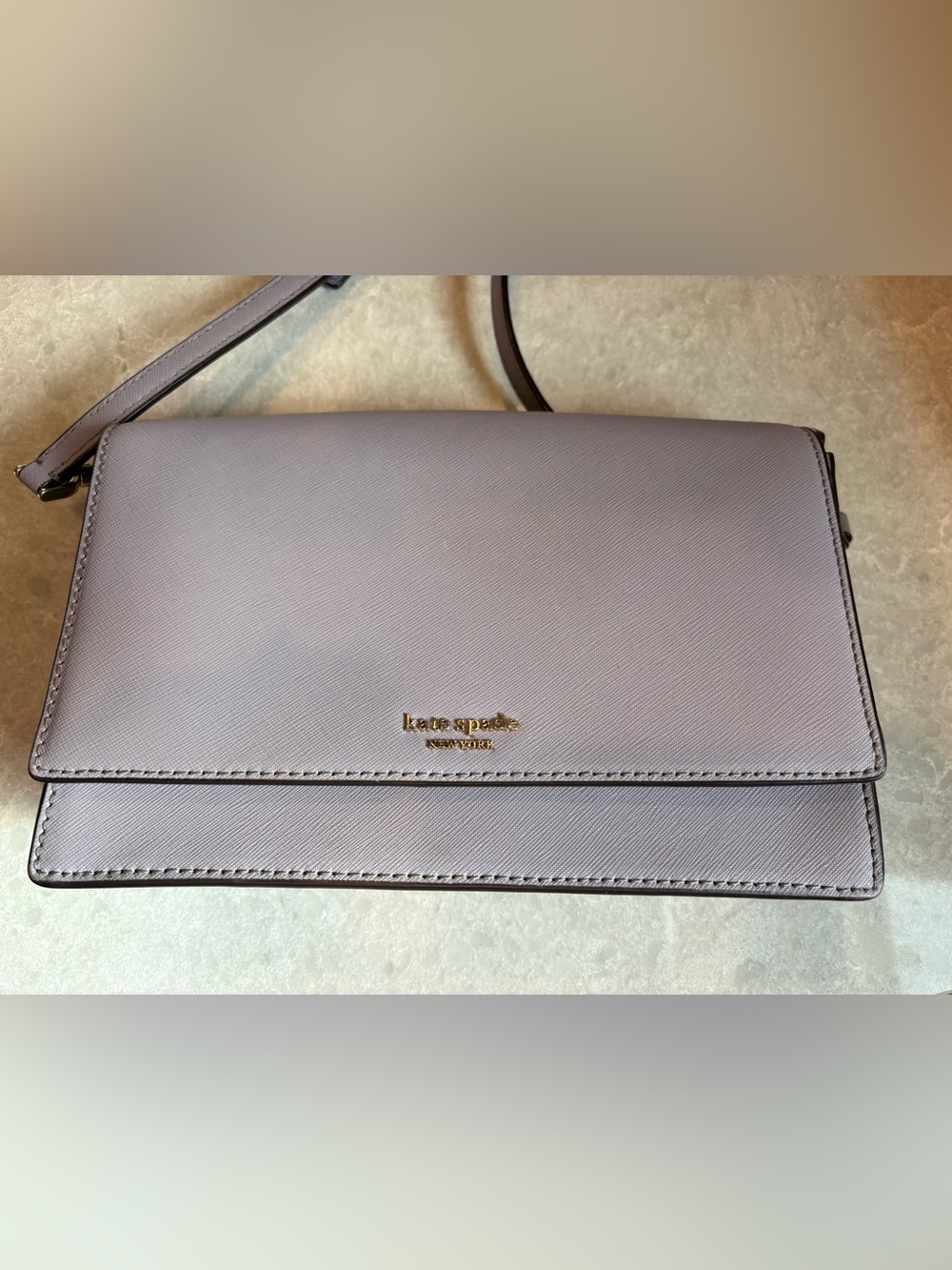 Kate Spade Light Lavender Saffiano Purse with Shoulder Strap
